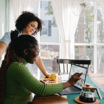 Two girls studying